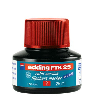 Edding FTK25 Nachfülltusche – Rot, 1 Stk., Cap-Off – für edding Flipchartmarker