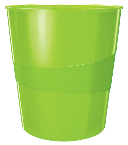 Leitz WOW – Abfallbehälter – 15 l, rund, Polystyrol, grün, 290 × 290 × 324 mm