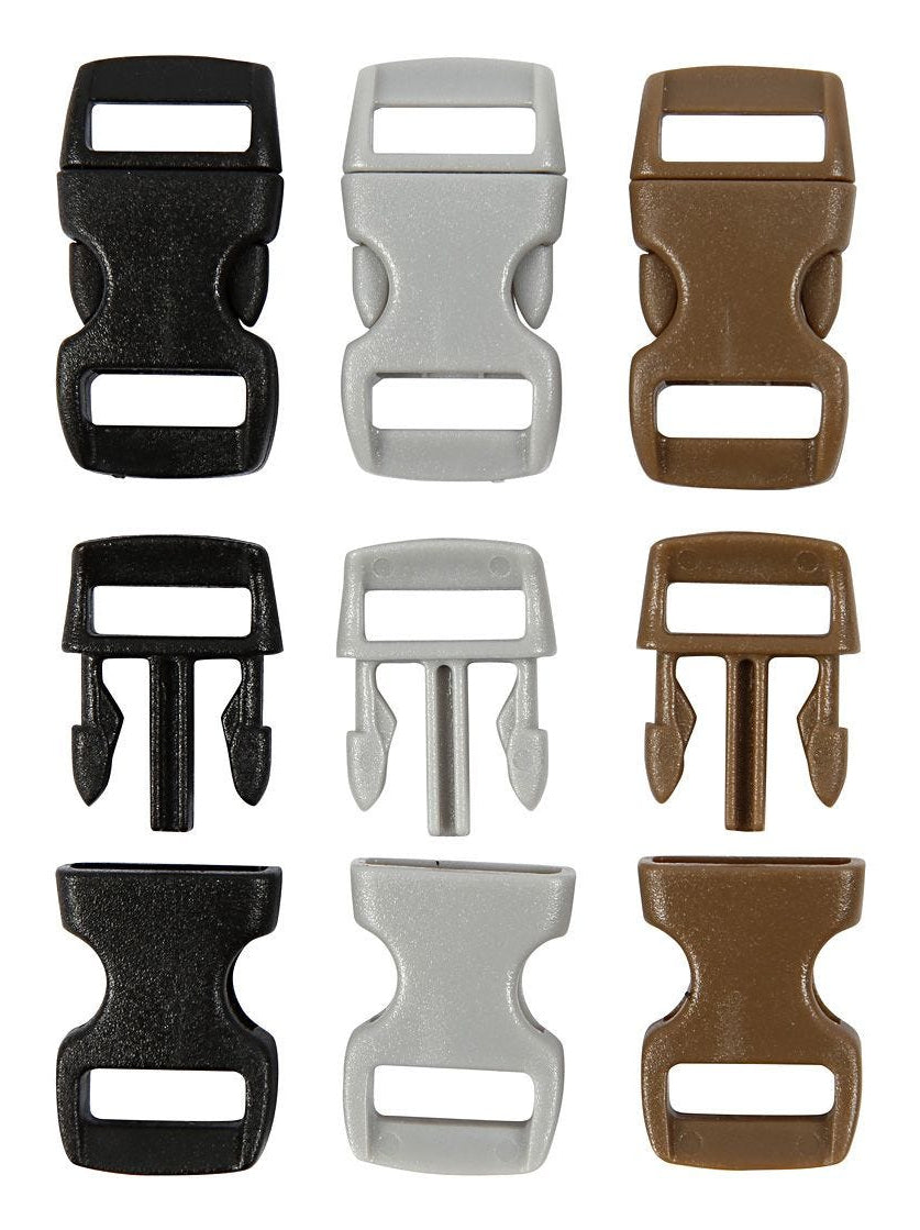 Creativ Company Klickverschluss, Kunststoff, 15 mm × 29 mm, Set à 100, Schwarz/Grau/Braun