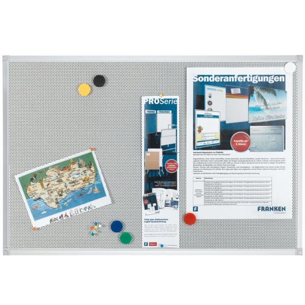 Franken Magnettafel PM3602 – Metallgitter, magnetisch – 90 × 60 cm, 1 Stk. – Hellgrau, Alurahmen