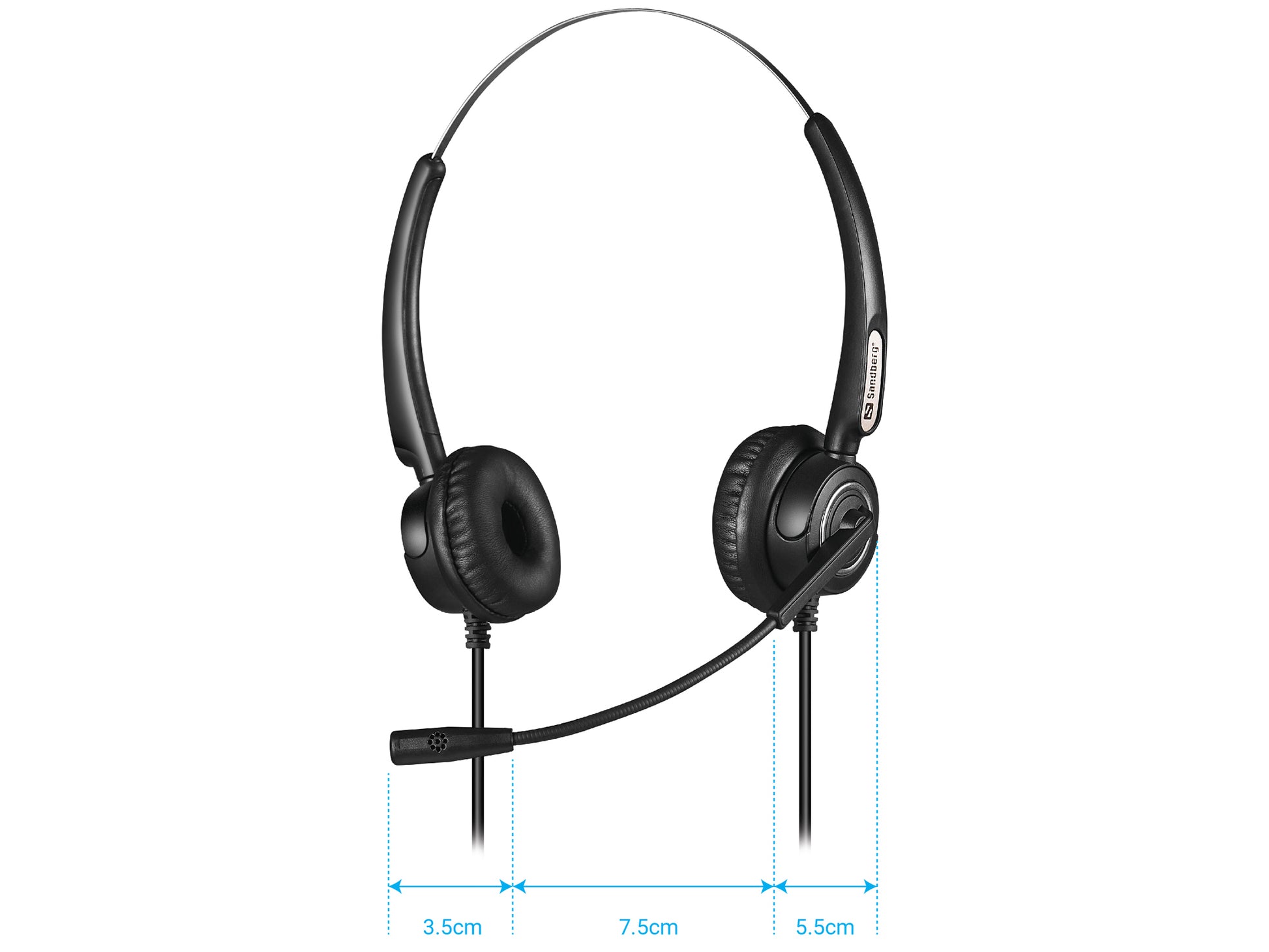 Sandberg USB Office Headset Pro Stereo – Duo Headset – USB‑A, Boom-Mikrofon – Schwarz – für PC/Mac