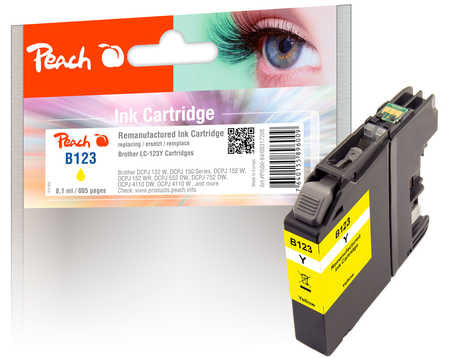 Peach LC-123y Gelbe Tintenpatrone (Kompatibel) – 805 Seiten – für Brother DCP-J132W/DCP-J150 Serie