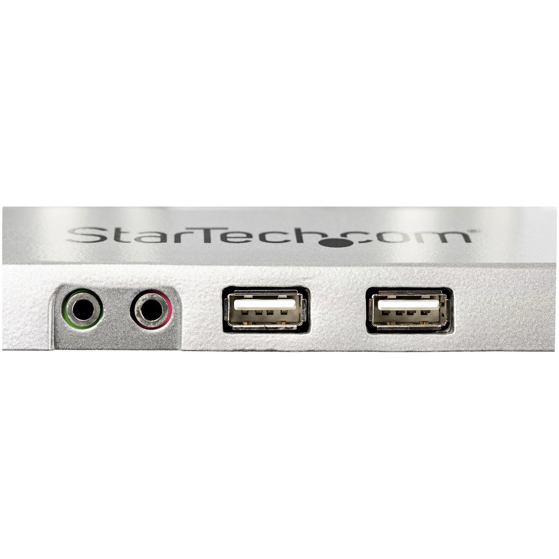 StarTech.com Monitorarm, Dual, Tischklemme, integrierter 2-Port-USB-Hub, 3,5-mm-Audioanschluss