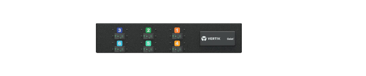 Vertiv U1077 PDU 22 kVA/32 A – 2U Horizontal, 24× AC-Ausgänge – 230/400 V – Schwarz