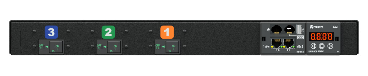 Vertiv UI30024 Überwachte PDU 11,0 kVA – 12 AC-Ausgänge, Eingang 230/400 V, 16 A – 1U horizontal – Schwarz