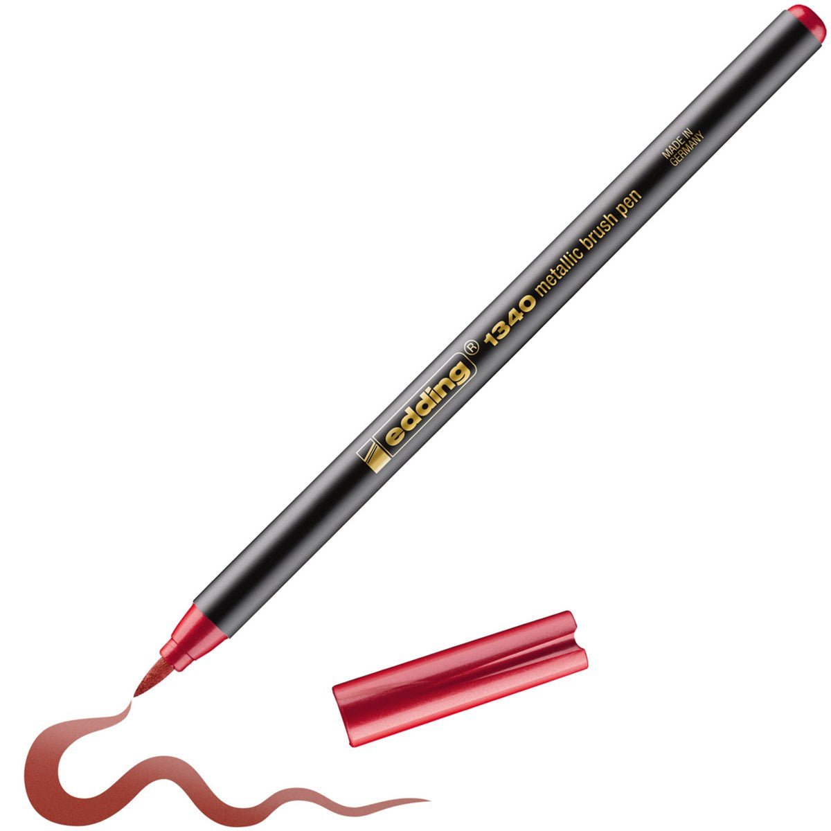 Edding 1340 Brushpen Metallic – Pinselspitze, 1–3 mm, wasserbasiert, Rot