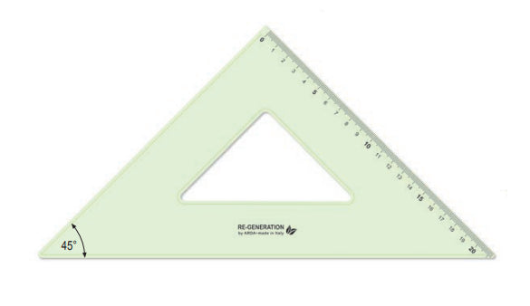 ARDA Re-Generation Zeichendreieck, 30 cm, 45° – mit Griff – Kunststoff, grün-transparent