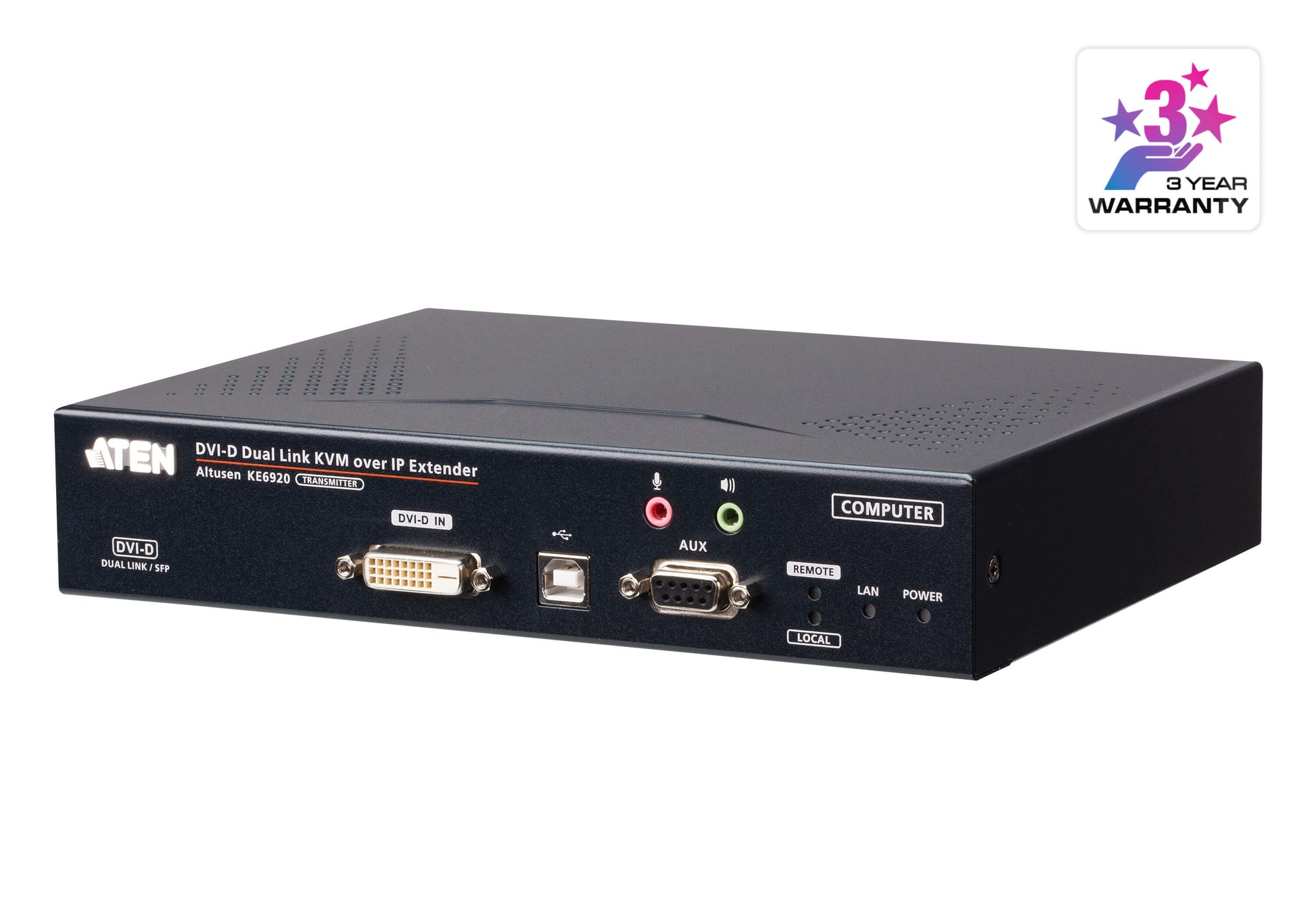 ATEN KE6920T – KVM Sender, über IP, DVI-D Dual-Link, 2× SFP, 2560 × 2048 @ 50 Hz, 10 km, USB-KVM