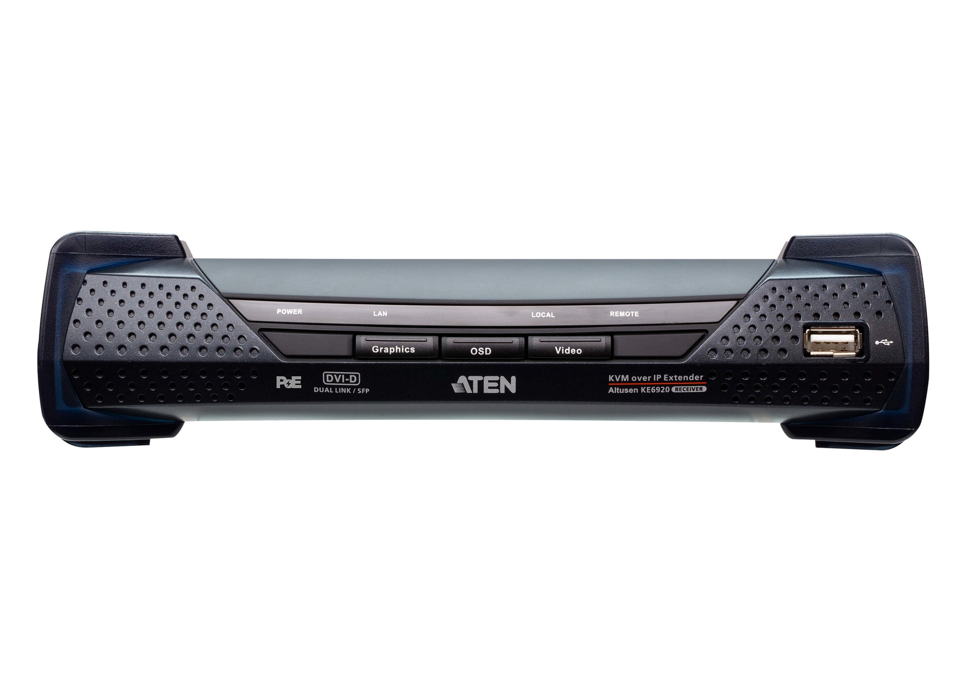 ATEN KE6922R – KVM-Empfänger – DVI-D Dual-Link, 2×SFP, PoE, 4×USB 2.0, 2560×2048, für KE6922T
