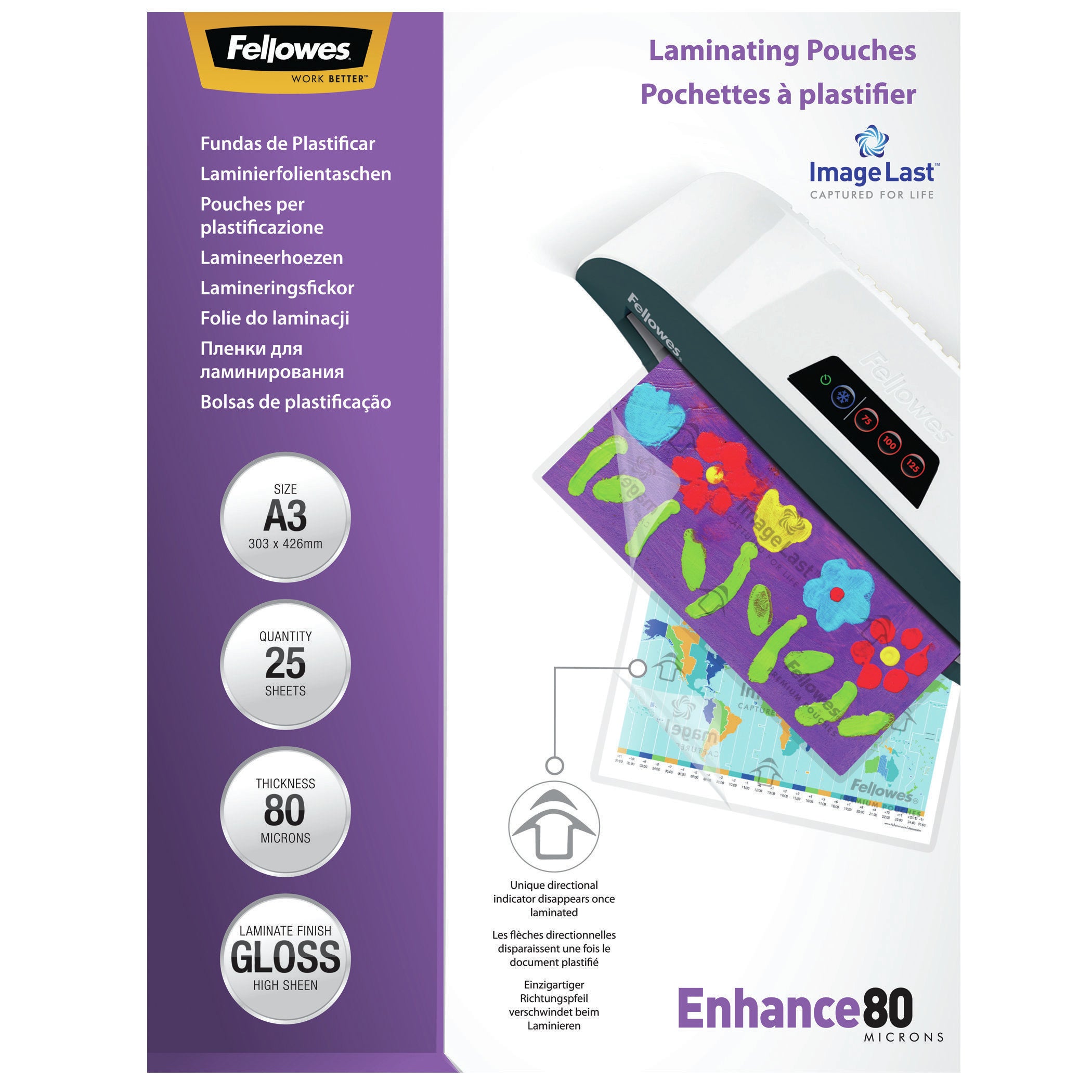 Fellowes Laminierfolien A3, glänzend – 125 µm, 25 Stk.