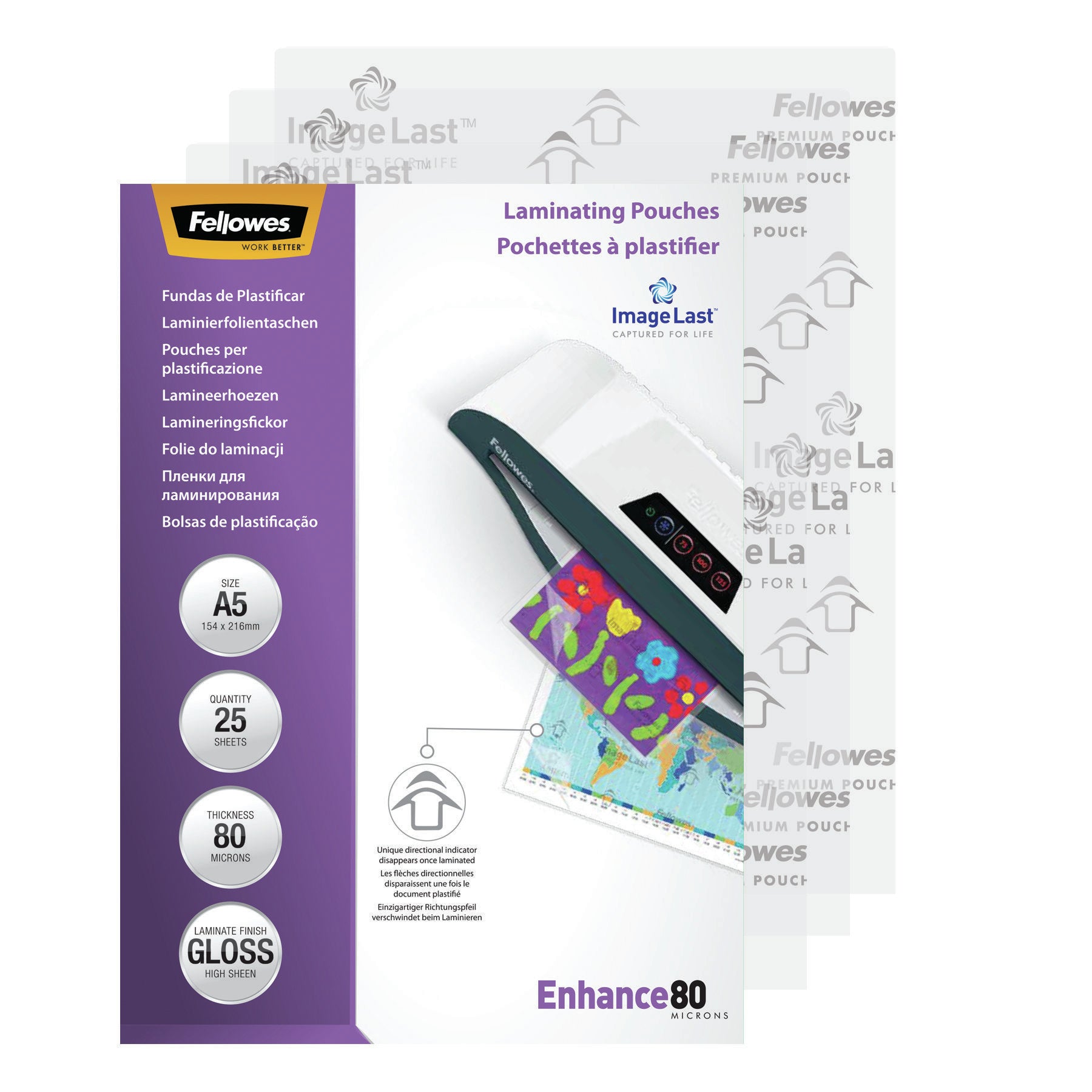 Fellowes Laminierfolien A5 – 80 µm, glänzend, 25 Stück