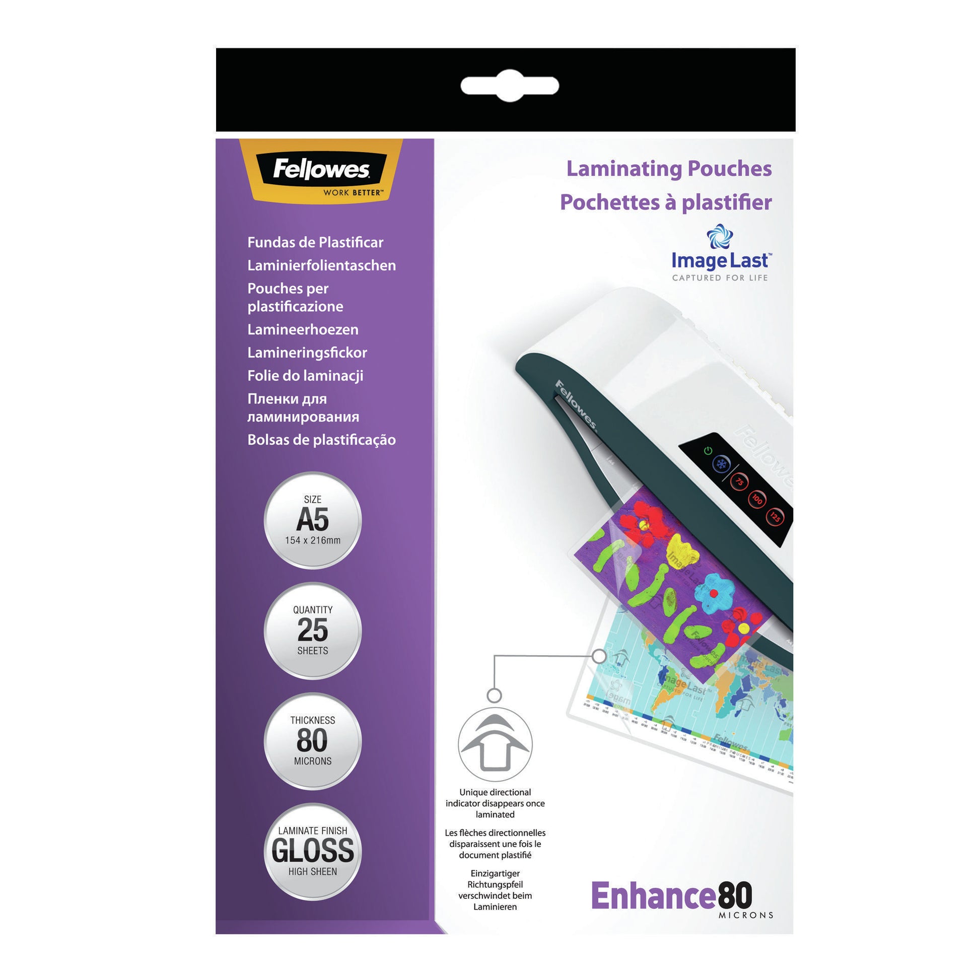 Fellowes Laminierfolien A5 – 80 µm, glänzend, 25 Stück