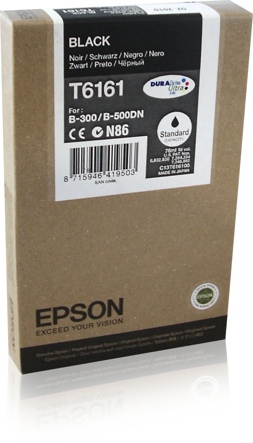 Epson Tintenpatrone T6161, Schwarz, 3'000 Seiten – für Inkjetdrucker/Multifunktionsgeräte