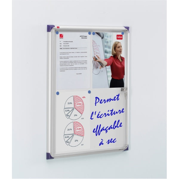 Nobo Schaukasten, 4 × A4 – Aluminium, Acrylglas, abschliessbar, Innenbereich, 51 × 68 × 2,5 cm