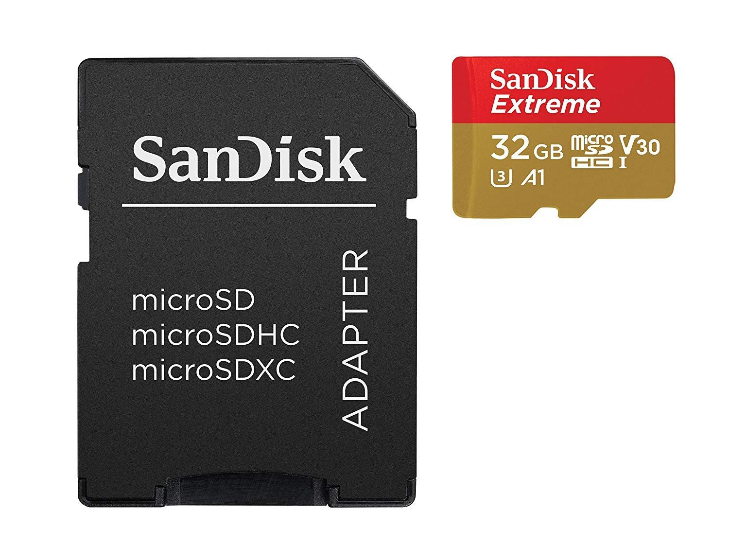SanDisk Extreme microSDXC 32 GB – UHS-I, Klasse 10, U3, V30, A2, 100/90 MB/s, inkl. SD-Adapter