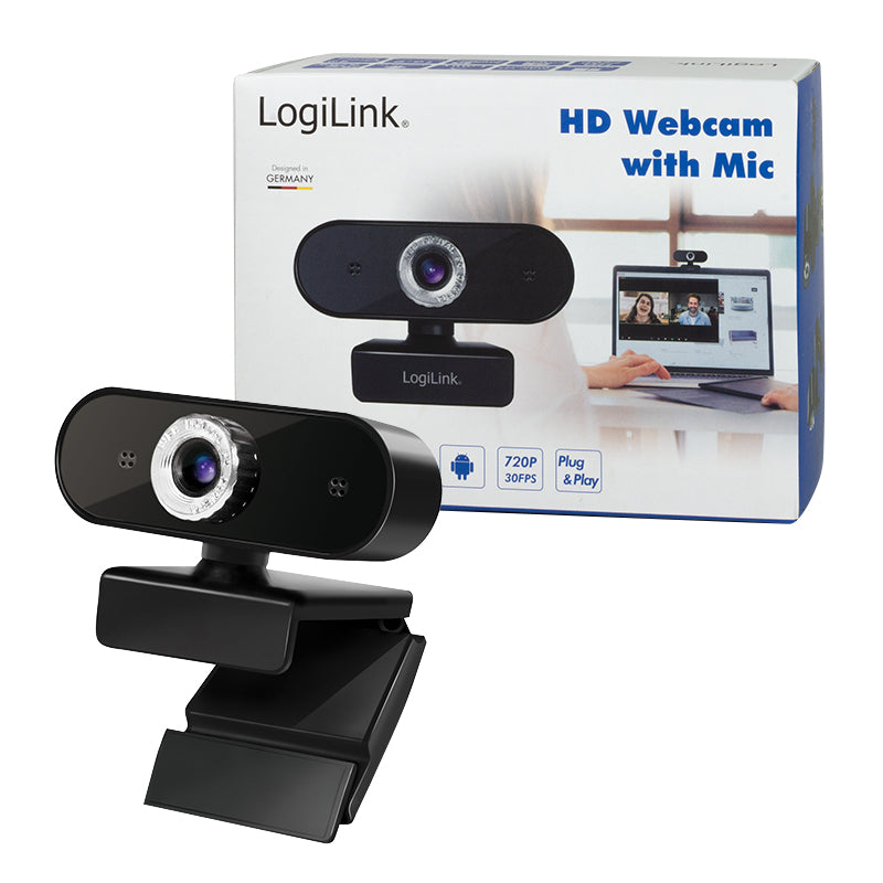 LogiLink UA0368 Webcam – HD 720p, 30 fps, USB 2.0 – Schwarz
