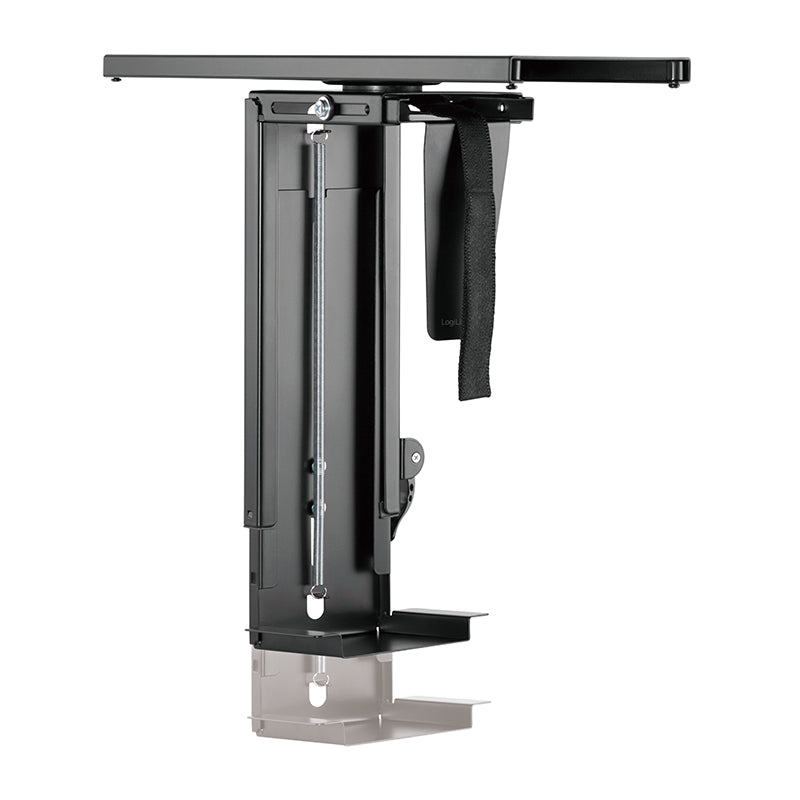 LogiLink EO0031 – PC-Halterung unter Tisch – verstellbar (B 8,8–20,3 cm, H 30–51 cm), 10 kg, Schwarz