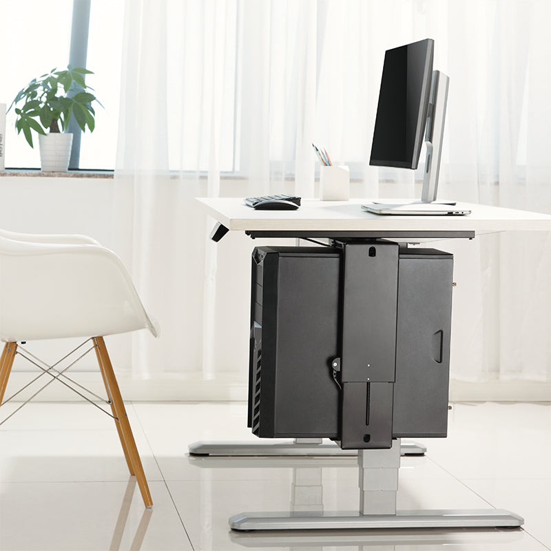 LogiLink EO0031 – PC-Halterung unter Tisch – verstellbar (B 8,8–20,3 cm, H 30–51 cm), 10 kg, Schwarz