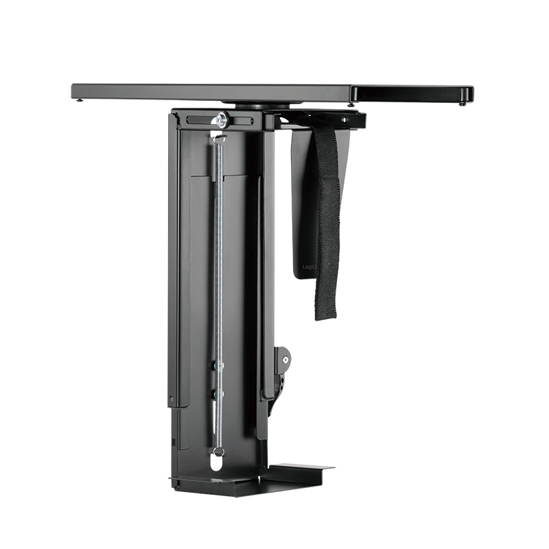 LogiLink EO0031 – PC-Halterung unter Tisch – verstellbar (B 8,8–20,3 cm, H 30–51 cm), 10 kg, Schwarz