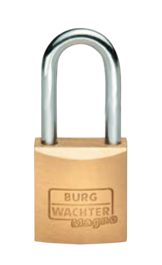 BURG-WÄCHTER 400 E Magno Mechanisches Vorhängeschloss – Messing, Bügel H×B 23,5×22 mm, Ø6,5 mm, Aussen, Gold