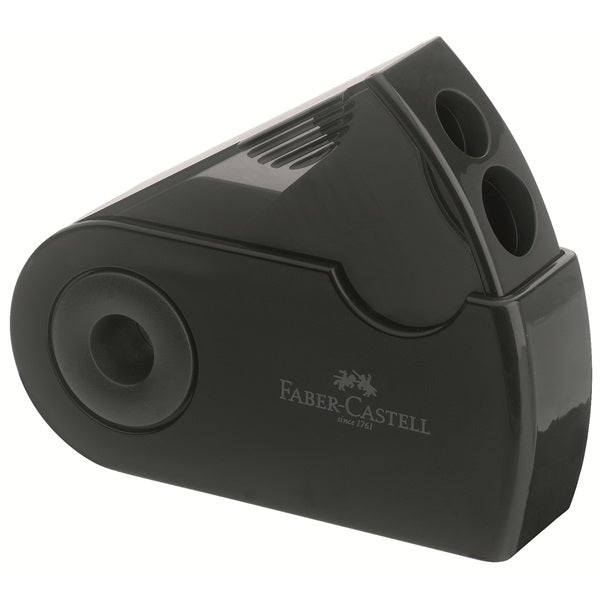 Faber-Castell Sleeve Doppel-Spitzdose – für Blei- und Farbstifte – Schwarz – mit Sicherheitsschraube