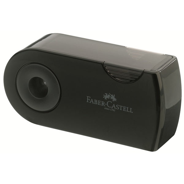 Faber-Castell Sleeve Doppel-Spitzdose – für Blei- und Farbstifte – Schwarz – mit Sicherheitsschraube