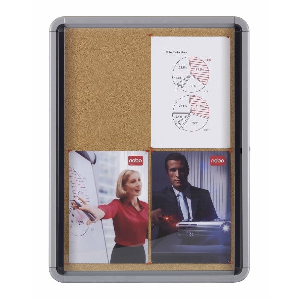 Nobo Schaukasten Premium Plus, 4 × A4 – Aluminium, Sicherheitsglas, Innenbereich, 49,4 × 66,8 × 4,3 cm