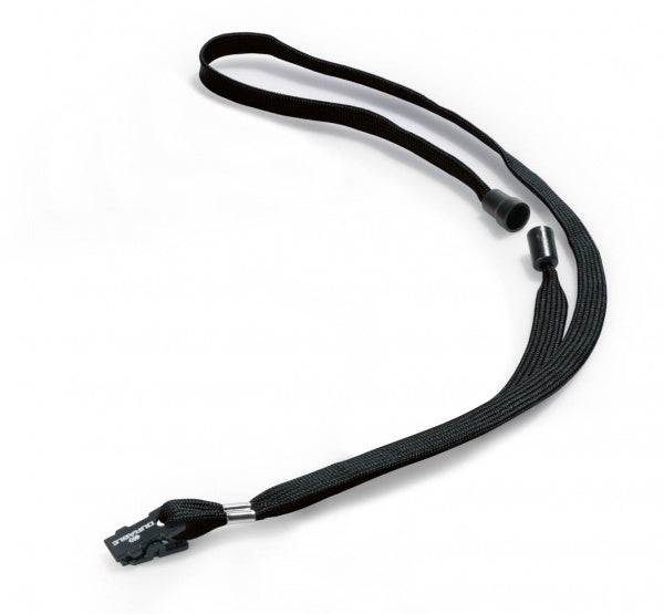 Durable Ausweishalter – Sicherheitsverschluss, 2 Karabinerhaken – Schwarz – Textil – Breite 10 mm – 10 Stk.