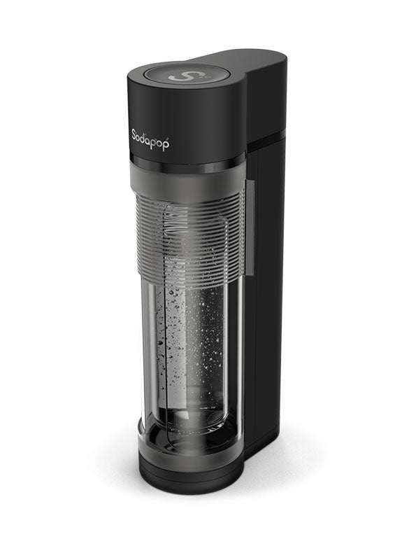 mySodapop Sodapop – Wassersprudler, 3 Flaschen (2× Glas, 1× PET), 1 l, Schwarz