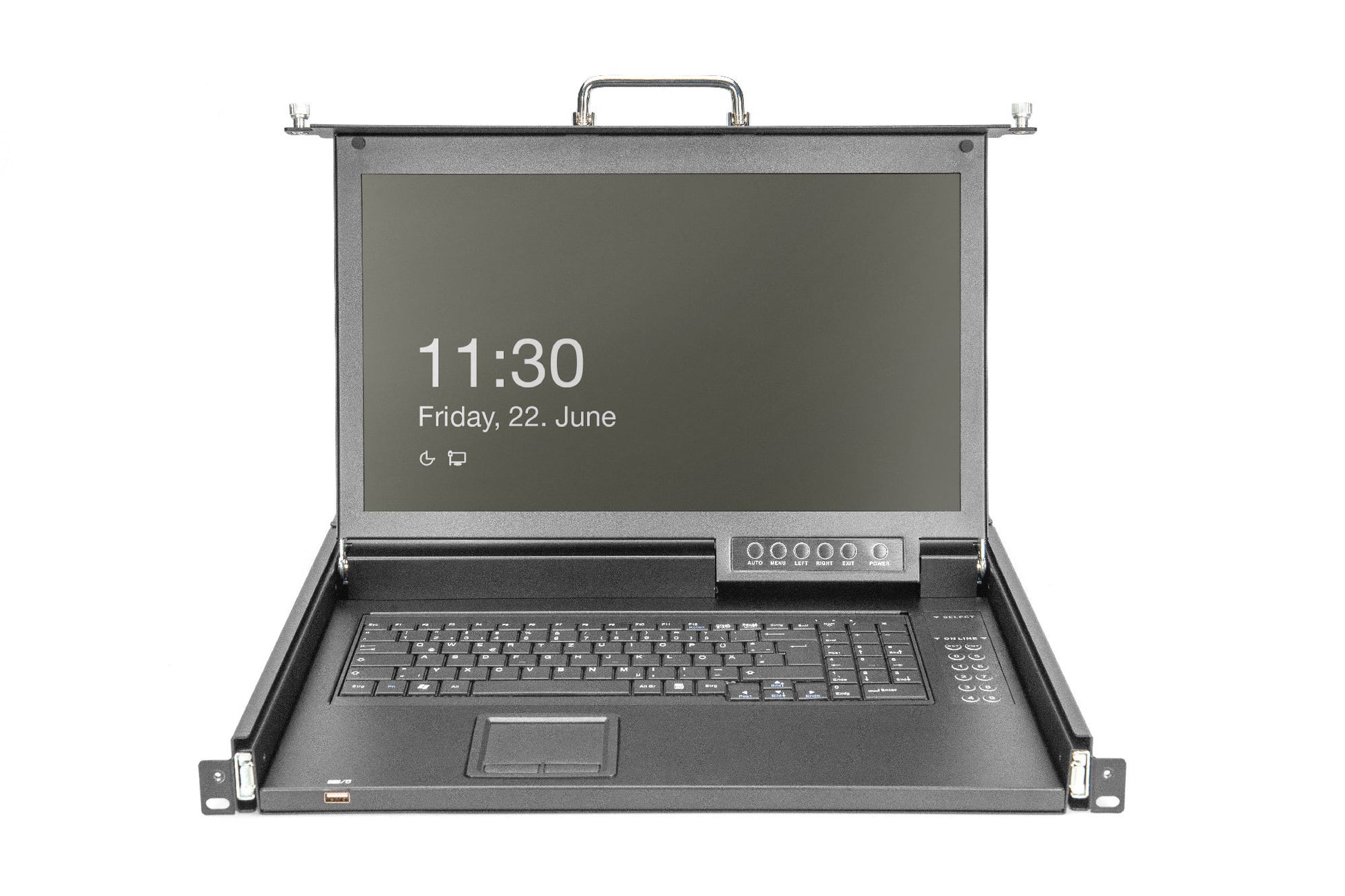 Digitus 17HD – 17" Rack-LCD-Konsole – 1920 × 1080, 16-Port HDMI KVM, Deutsch – 1U