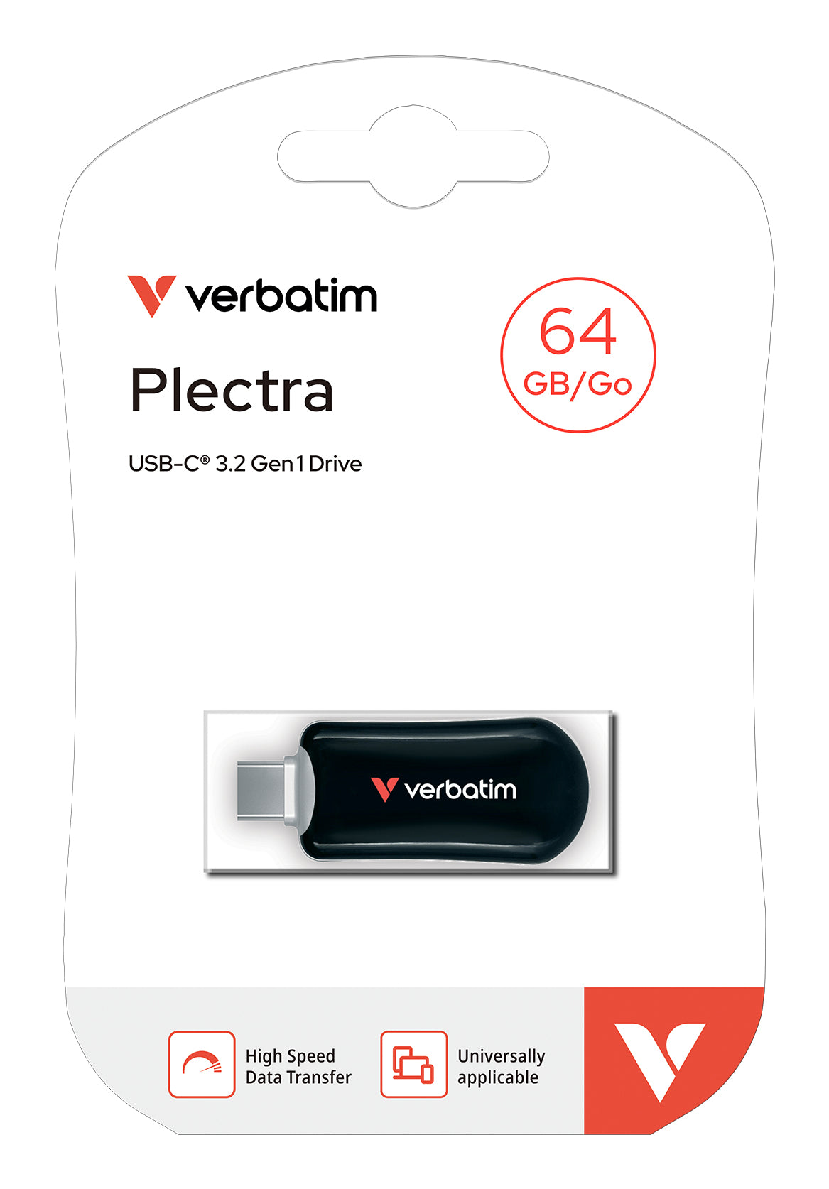 Verbatim Plectra – 64 GB, USB-C 3.2 Gen 1, 100 MB/s, schwarz