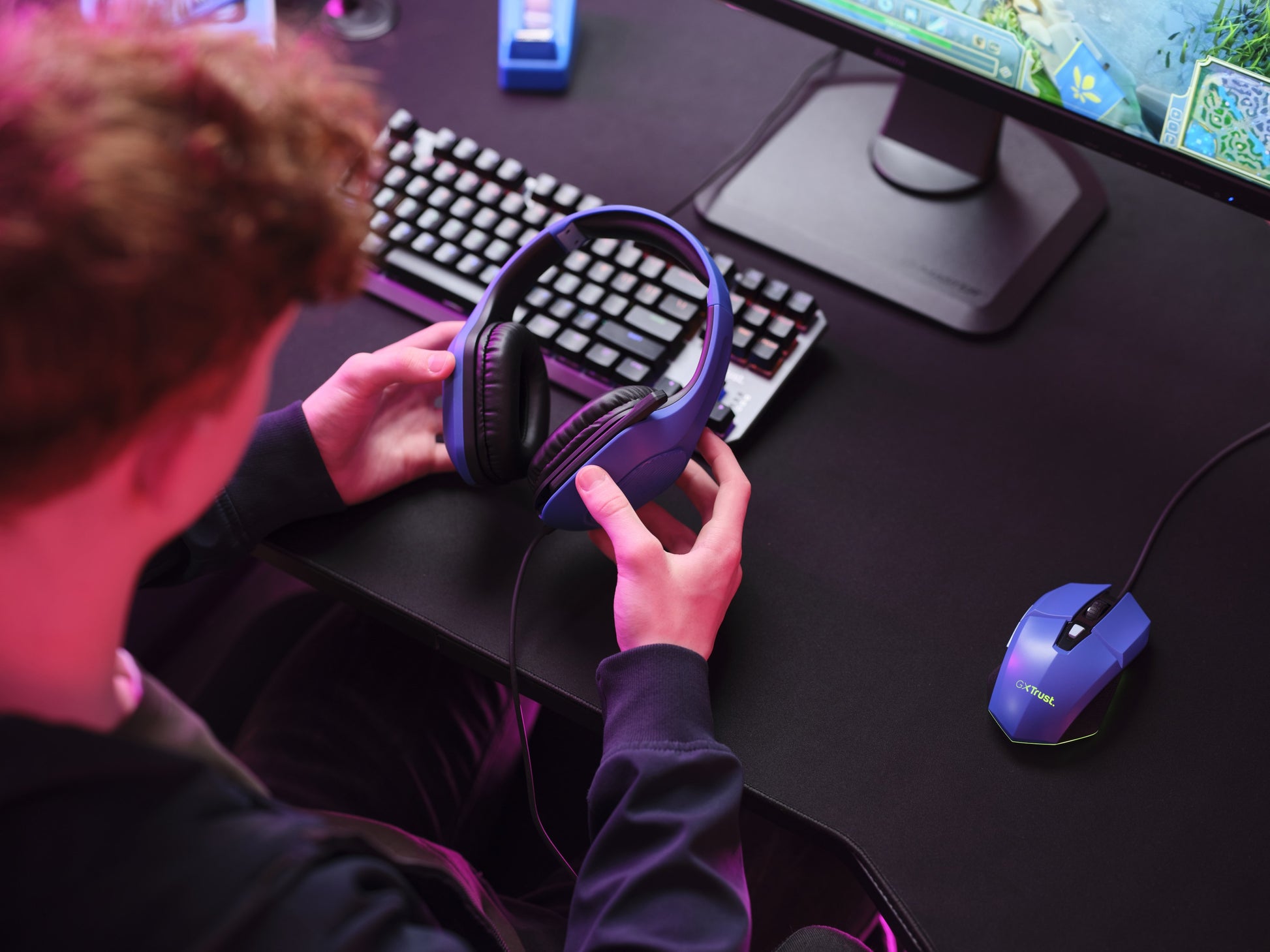 Trust GXT415 Zirox Gaming-Headset – On-Ear, Stereo, Kabelgebunden, 3,5 mm Klinke, Blau