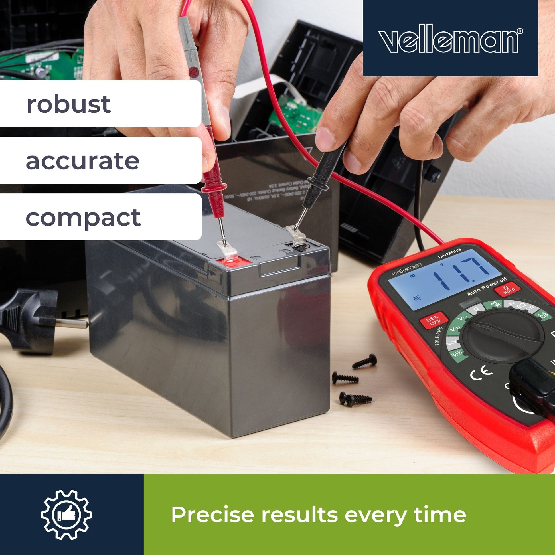 Velleman 473500 – Multimeter – 0,1–20 MΩ, CAT III 600 V, berührungslose Wechselspannungserkennung
