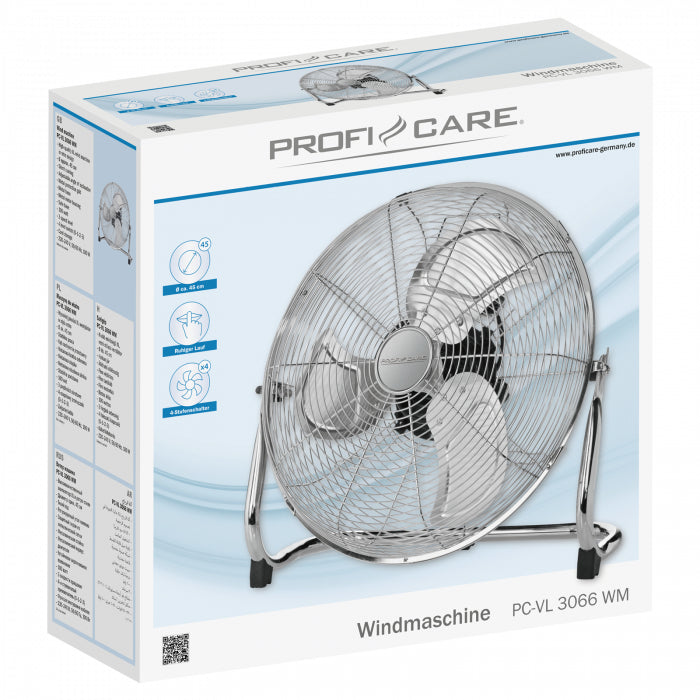 ProfiCare Bodenventilator PC-VL 3066 – 45 cm, 3 Stufen, 100 W, Weiss