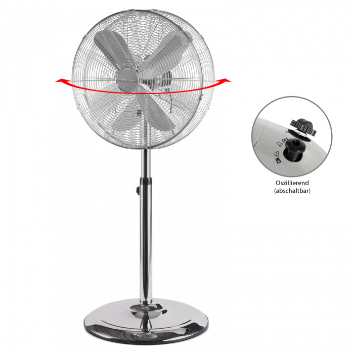 ProfiCare Standventilator PC-VL 3064 – 40 cm, 3 Stufen, oszillierend, 50 W, Edelstahl