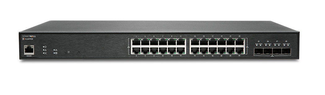 SonicWall SWS14-24FPOE – Managed Switch – 24×GbE, 4×SFP+, L2, PoE 410 W, 1U