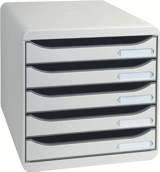 Exacompta 309740D – Schubladenbox – 5 Schubladen, A4, Grau, Polystyrol, 347 × 278 × 271 mm
