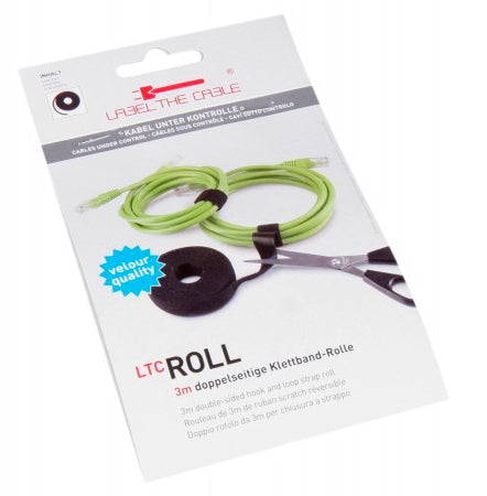 Label-the-cable Klettband-Rolle – 16 mm × 3 m – Schwarz – Velour, haftend