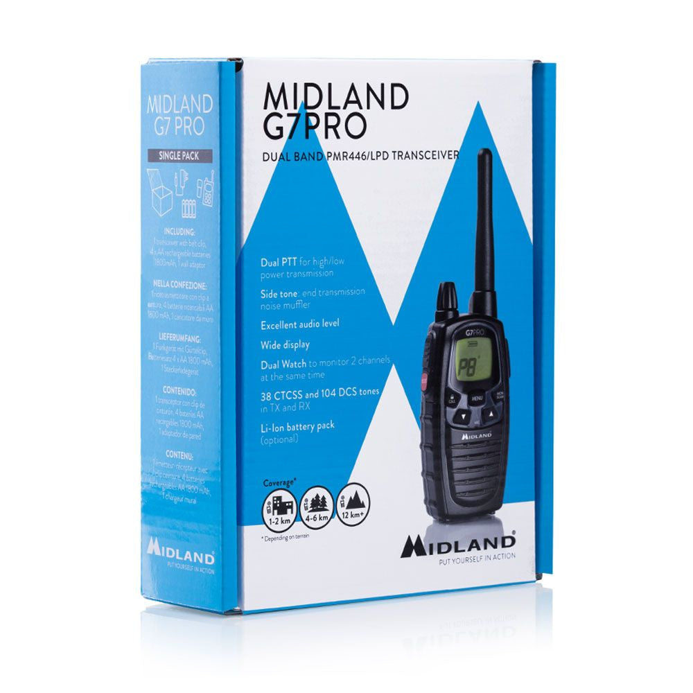 Midland G7 Pro – Funkzubehör, Funkgerät, 446 MHz, Schwarz, 2er-Set