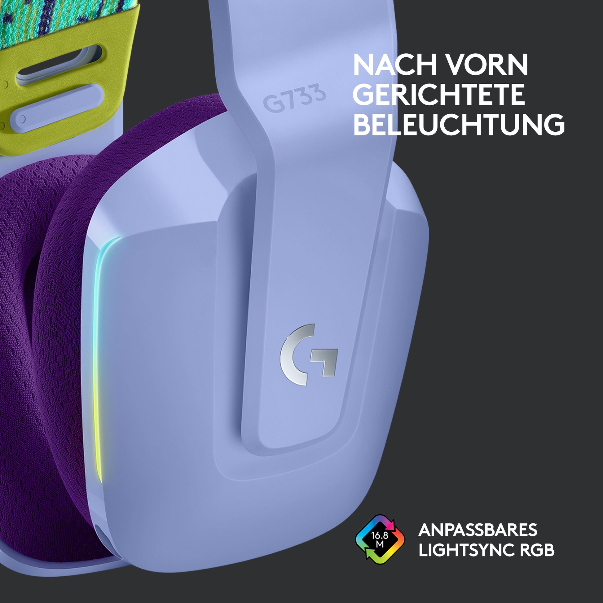 Logitech G G733 LIGHTSPEED Gaming-Headset – Over-Ear, Kabellos, mit USB-A-Dongle, Violett