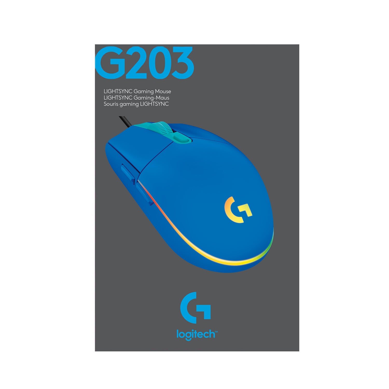 Logitech G G203 LIGHTSYNC – Gaming-Maus – Kabelgebunden (USB-A), 8000 DPI, RGB-Beleuchtung, Blau