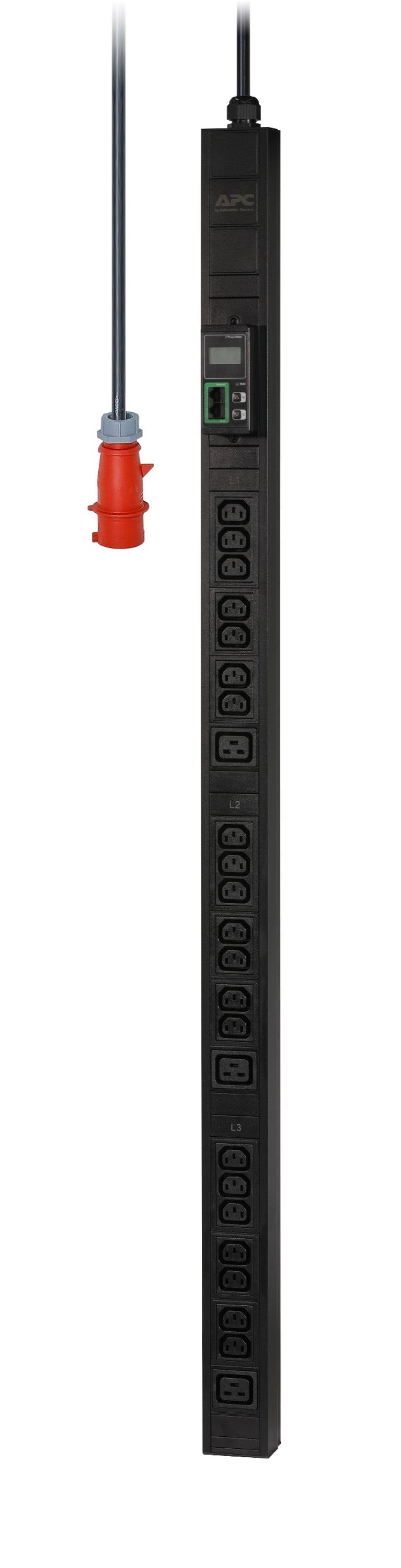 APC Easy Rack PDU Metered 0U, 3-phasig 11 kW, 42×C13/C19, IEC60309 16 A, 62×44×1506 mm – schwarz