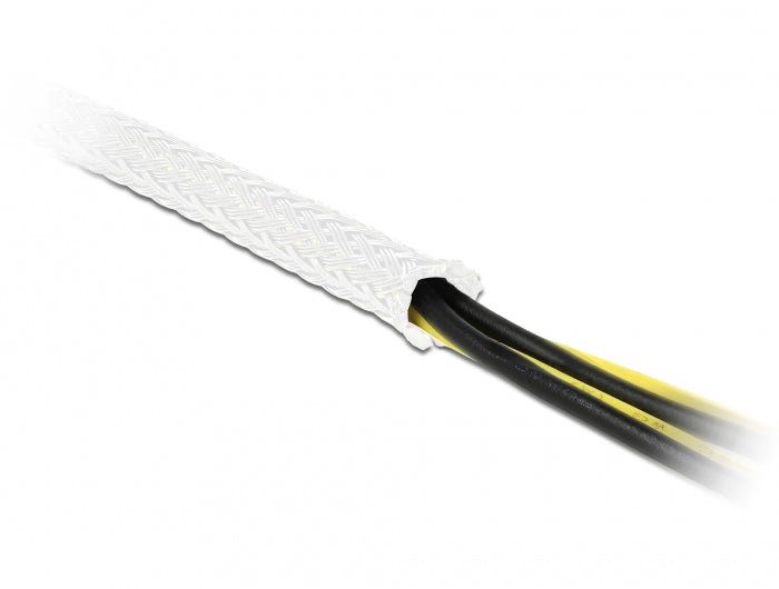 DeLOCK Kabelschlauch, Ø 3 mm × 10 m, selbstschliessend, zuschneidbar, hitzebeständig – weiss