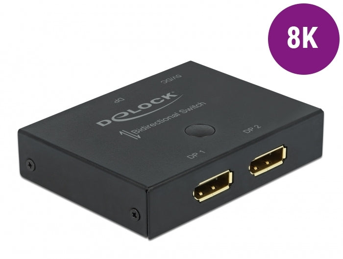 DeLOCK DisplayPort Umschalter 2× zu 1× – 8K (7680 × 4320) @ 30 Hz, 1 m – Schwarz