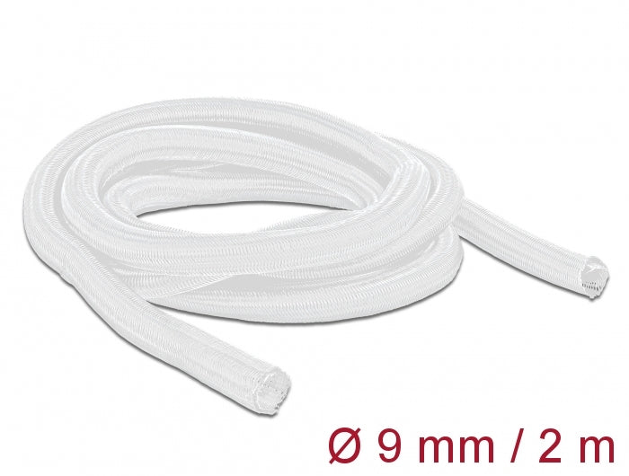 DeLOCK Kabelschlauch, Ø 9 mm × 2 m, selbstschliessend, zuschneidbar – weiss