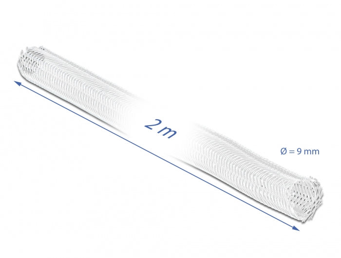 DeLOCK Kabelschlauch, Ø 9 mm × 2 m, selbstschliessend, zuschneidbar – weiss