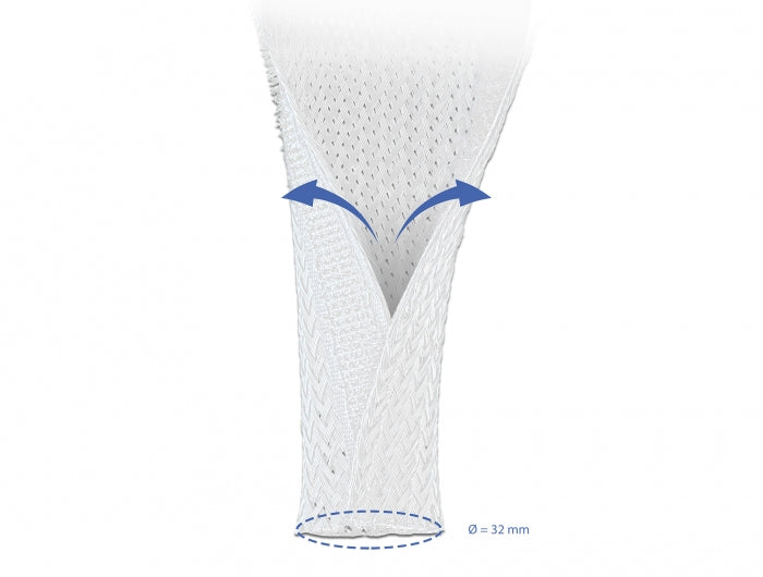 DeLOCK Kabelschlauch Ø 32 mm × 2 m, selbstschliessend, zuschneidbar, hitzebeständig – weiss