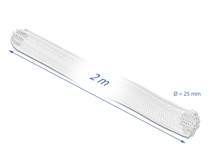 DeLOCK Kabelschlauch – Ø 25 mm – 2 m – Polyester – Weiss