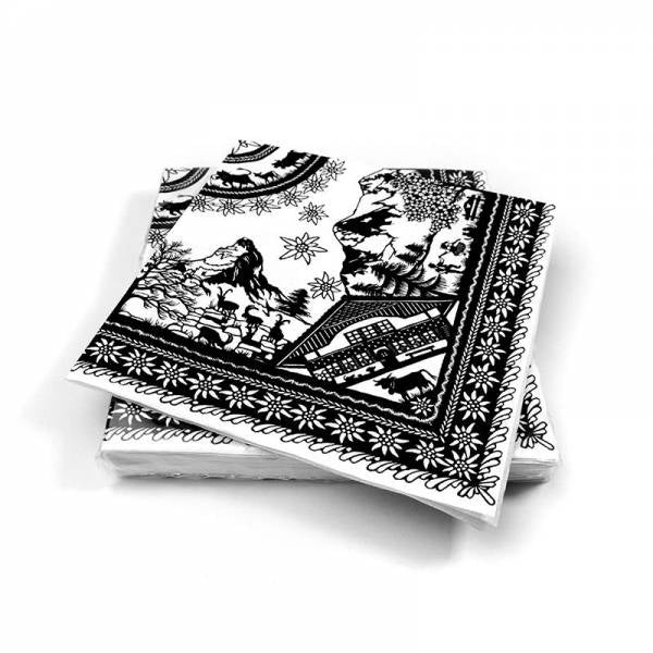 Trendform Servietten Scherenschnitt Landleben – schwarz/weiss – 33 × 33 cm, 3-lagig – 20 Stück