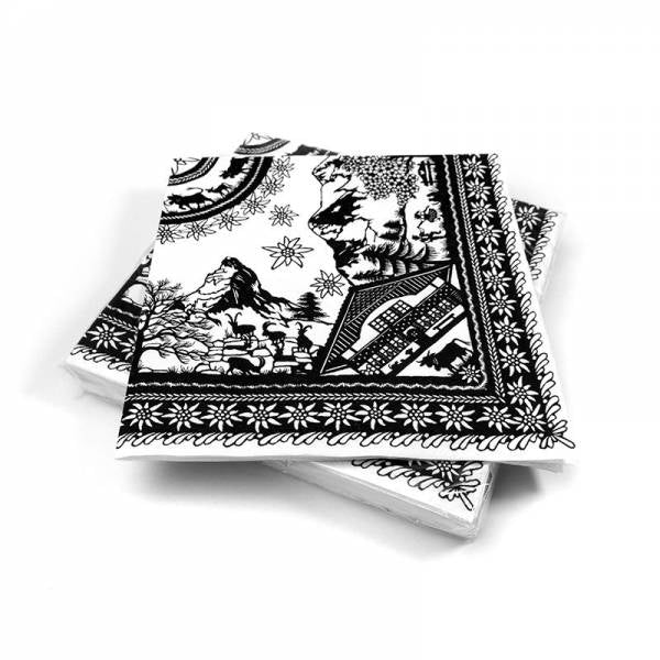 Trendform Servietten Scherenschnitt Landleben – schwarz/weiss – 33 × 33 cm, 3-lagig – 20 Stück